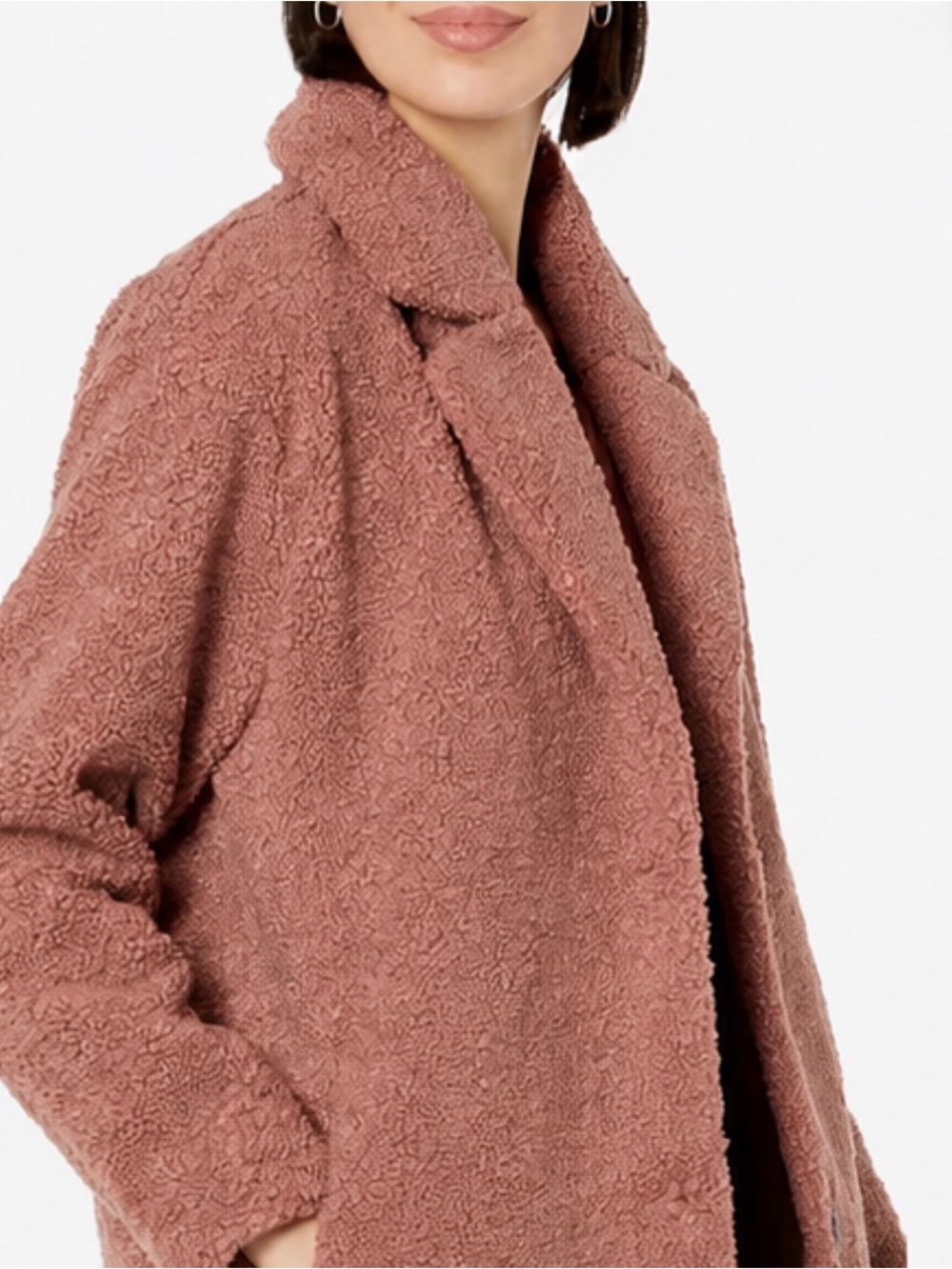 Teddy Sherpa Coat Jacket Dusty Rose XS NWOT - Picture 2 of 5